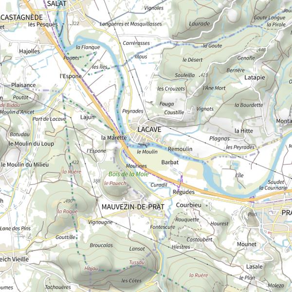 Plan cartographique de Le Salat à Lacave