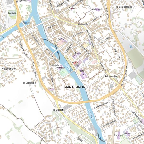 Plan cartographique de Le Salat dans St Girons