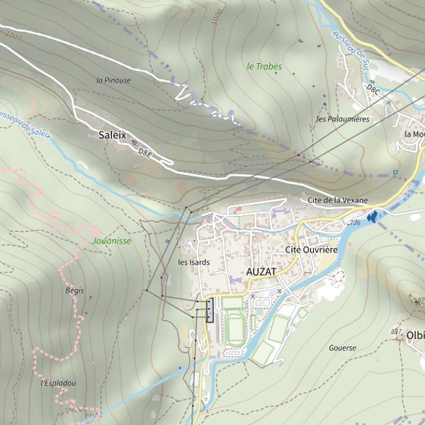 Plan cartographique de Le Saleix à Auzat