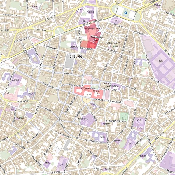 Plan cartographique de Le Salmo Club - Dijon