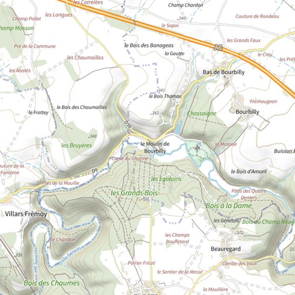 Plan cartographique de Le Serein (Côte-d'Or)