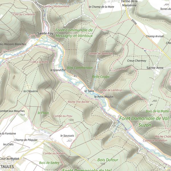 Plan cartographique de Le Suzon