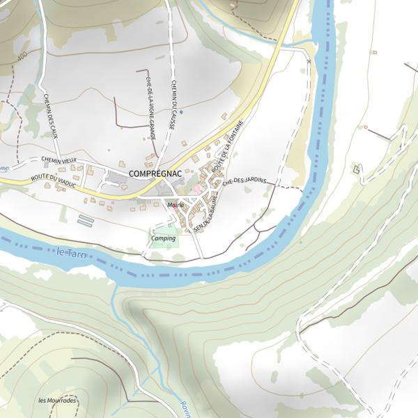 Plan cartographique de Le Tarn en aval Millau