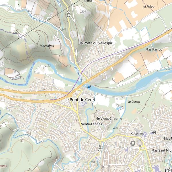Plan cartographique de Le Tech à Céret
