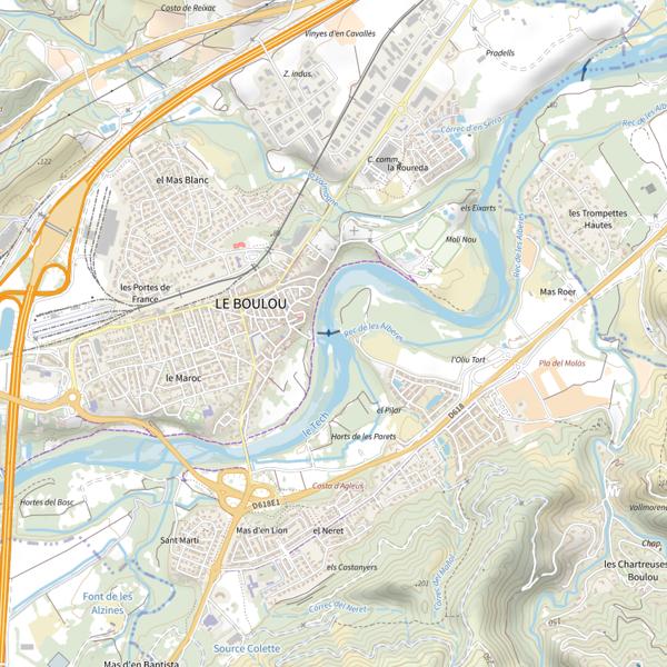 Plan cartographique de Le Tech à Le Boulou