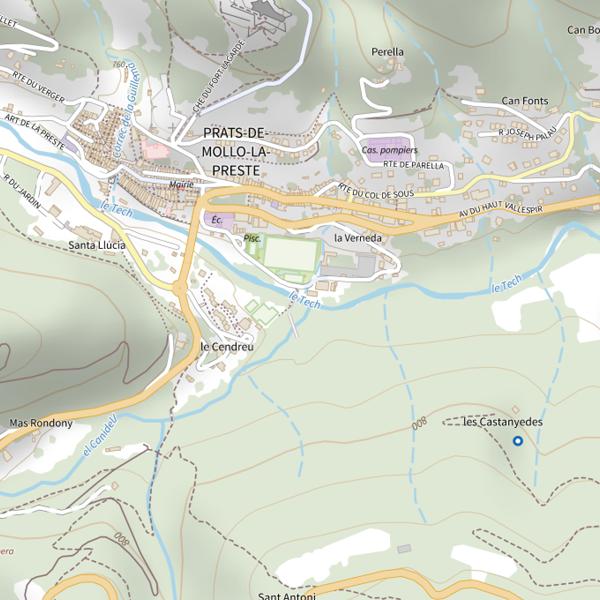 Plan cartographique de Le Tech à Prats-de-Mollo