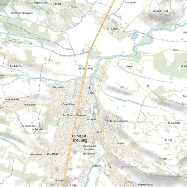 Plan cartographique de Le Touyre à Lavelanet