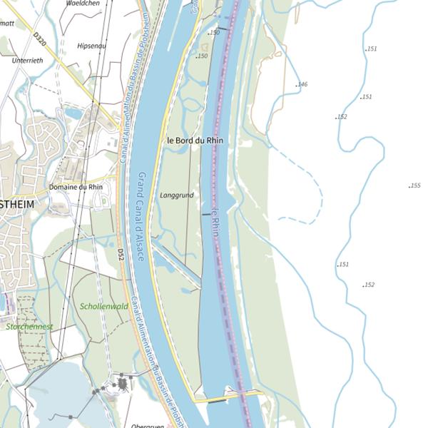 Plan cartographique de Le Vieux-Rhin à Gerstheim
