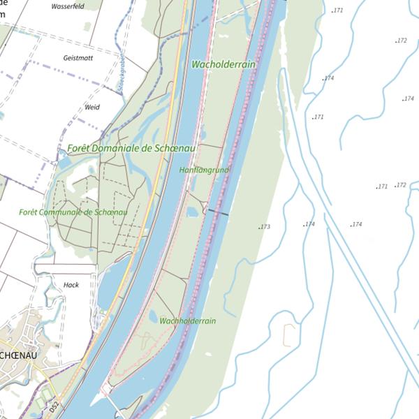 Plan cartographique de Le Vieux-Rhin à Schoenau