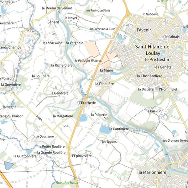 Plan cartographique de L'Ecornerie, La Maine, St Hilaire-de-Loulay