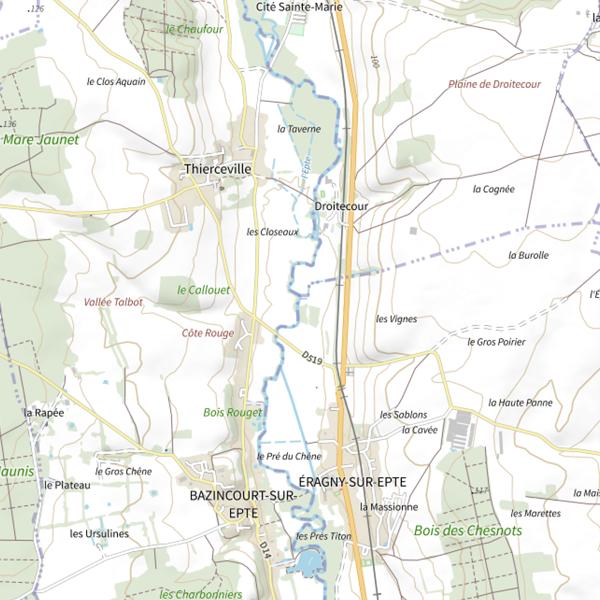 Plan cartographique de L'Epte / Eragny sur Epte