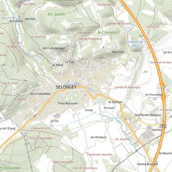 Plan cartographique de Les Amis de la Venelle - Selongey