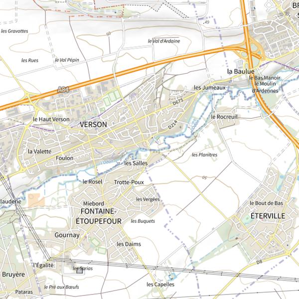 Plan cartographique de Les ateliers municipaux de Verson