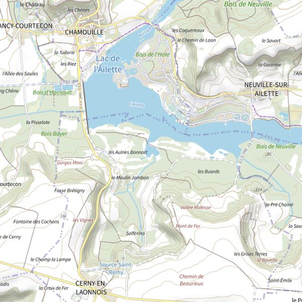 Plan cartographique de Les Aunes Bonnart