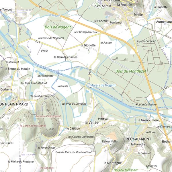 Plan cartographique de Les Bain des Dames