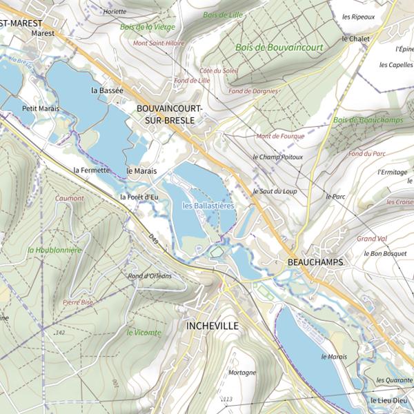 Plan cartographique de Les Ballastières (Bouvaincourt-sur-Bresle)