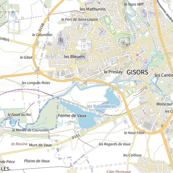 Plan cartographique de Les Ballastières (Eure)