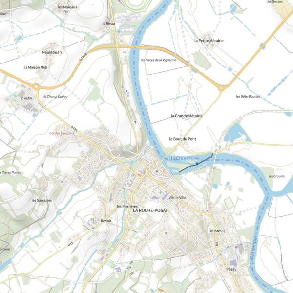 Plan cartographique de Les Bords de Creuse