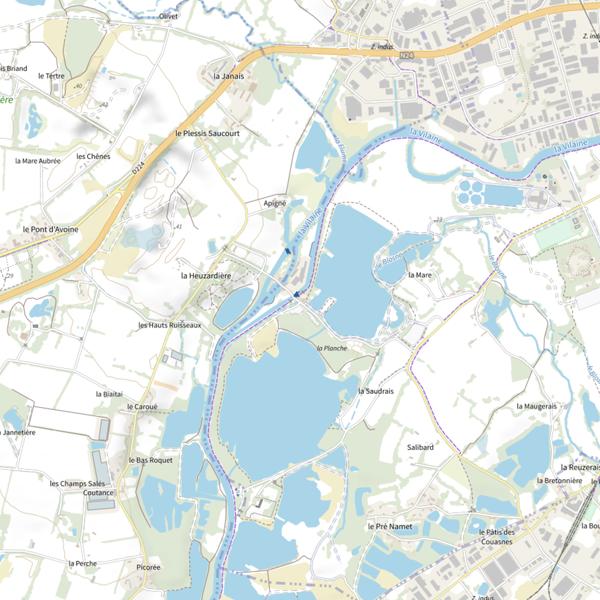 Plan cartographique de Les étangs d'Apigné