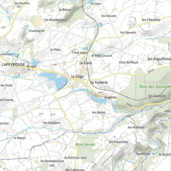 Plan cartographique de Les étangs de Lapeyrouse