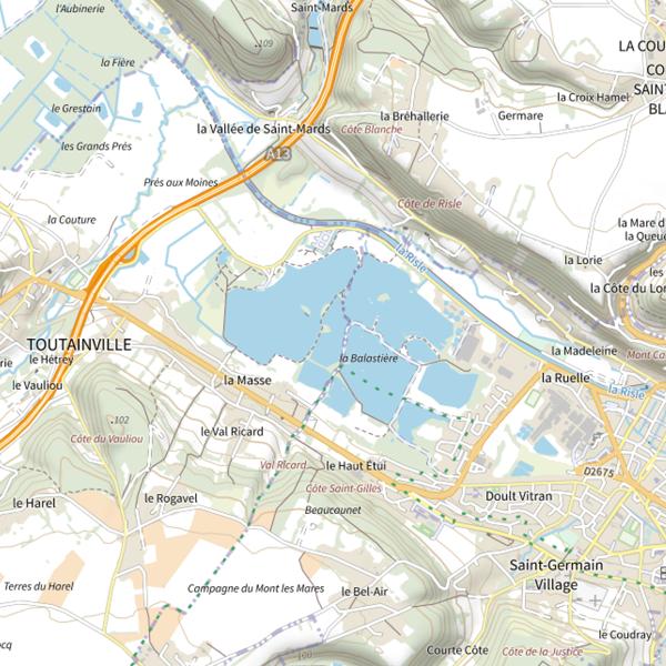 Plan cartographique de Les Étangs de Pont-Audemer
