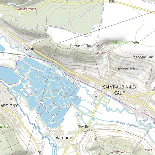 Plan cartographique de Les Étangs de Saint Aubin