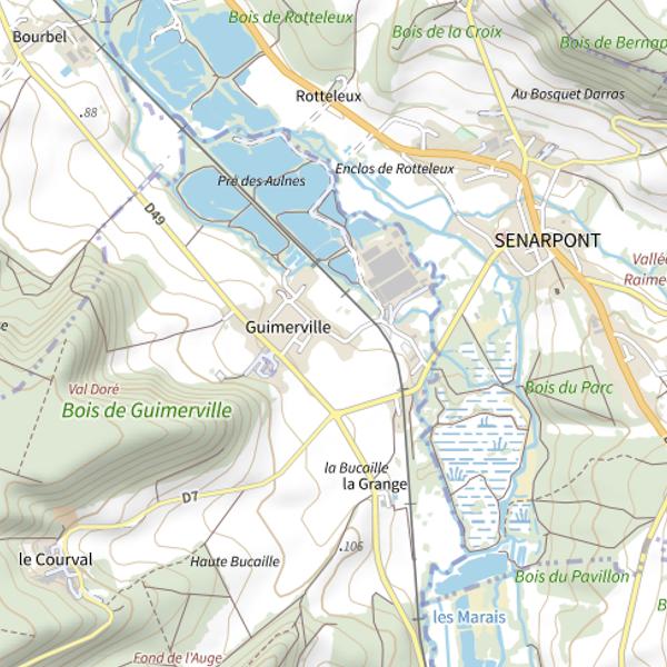 Plan cartographique de Les étangs le Val doré