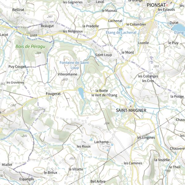 Plan cartographique de Les Étangs vert (Saint-Maigner)