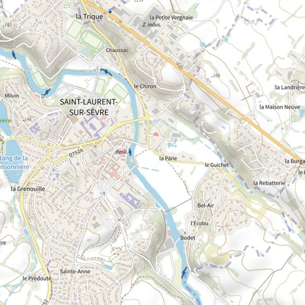 Plan cartographique de Les Ïlots, La Sèvre Nantaise, St Laurent-sur-Sèvre