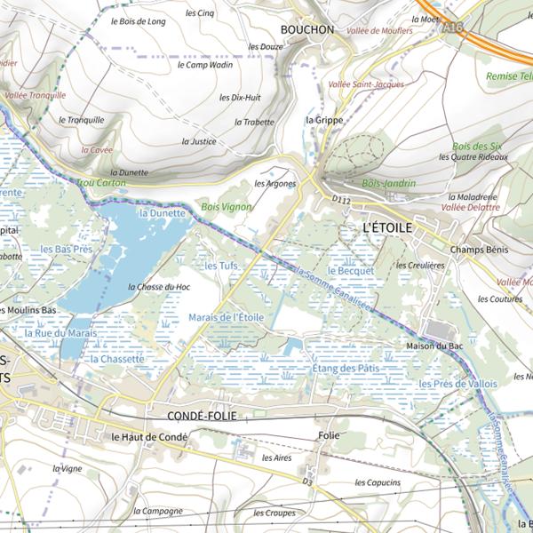 Plan cartographique de Les Marais communaux de l'Etoile