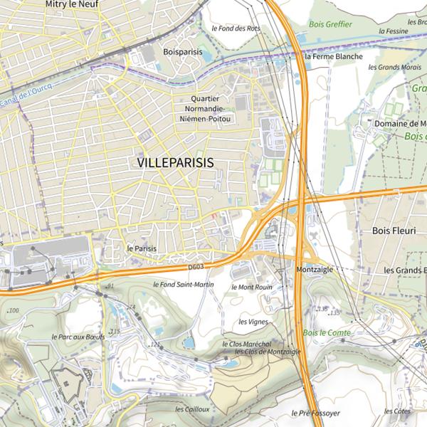 Plan cartographique de Les Martins-Pêcheurs de Villeparisis-Villepinte