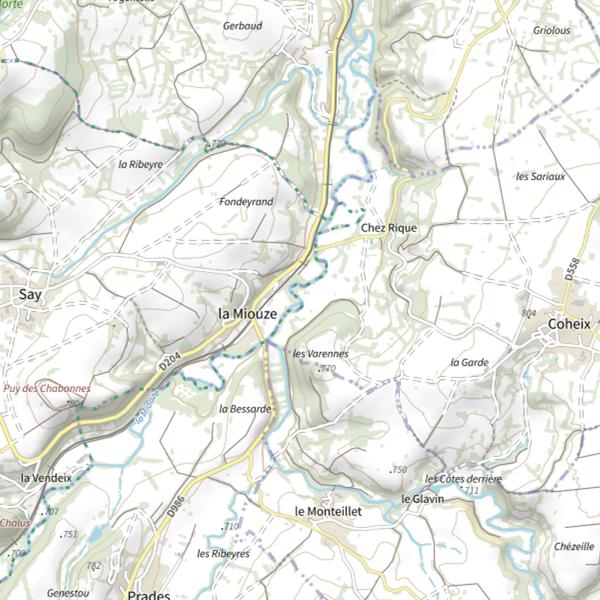 Plan cartographique de Les méandres de la Sioule