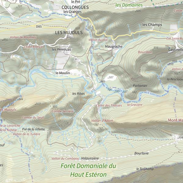 Plan cartographique de Les Mujouls