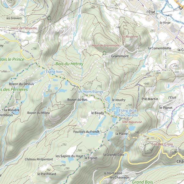 Plan cartographique de Les Noirs Étangs