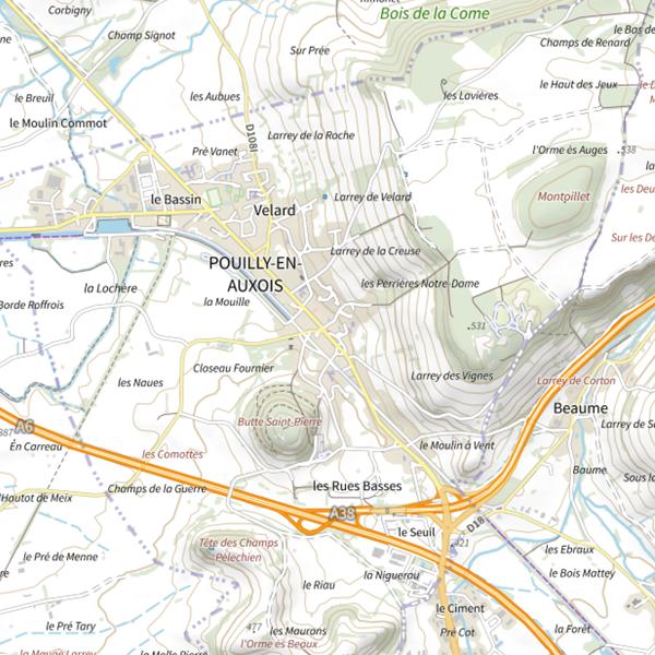 Plan cartographique de Les Pêcheurs à la Ligne de l'Auxois Ouest - Pouilly-en-Auxois