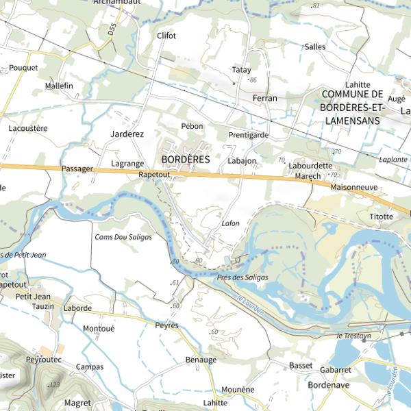 Plan cartographique de Les Saligues de l'Adour (Bordères-et-Lamensans)