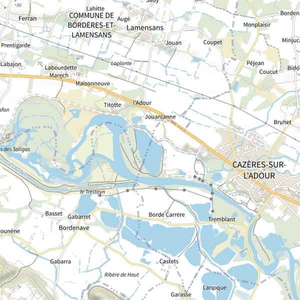 Plan cartographique de Les Saligues de l'Adour (Cazères-sur-l'Adour)