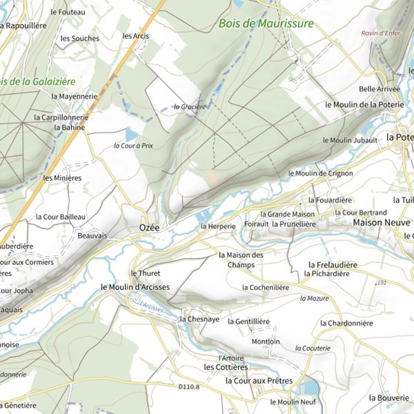 Plan cartographique de Les Sources du Pisseur (Arcisses)
