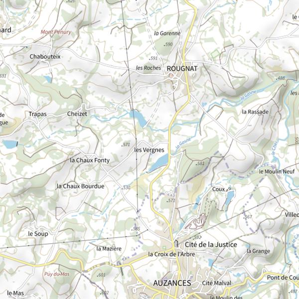 Plan cartographique de Les Vergnes