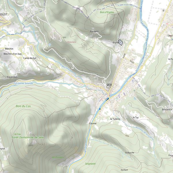 Plan cartographique de L'Esbintz à Seix