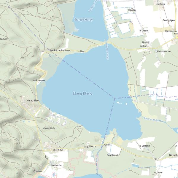 Plan cartographique de l'Étang Blanc (Seignosse)