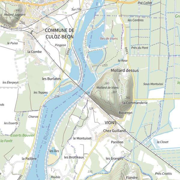 Plan cartographique de L'Étang Bleu