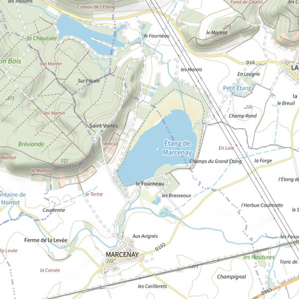 Plan cartographique de L'Étang de Marcenay