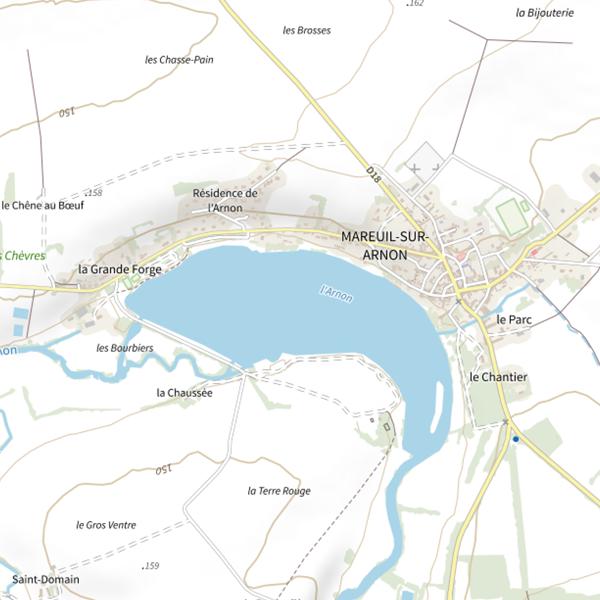 Plan cartographique de l'Étang de Mareuil