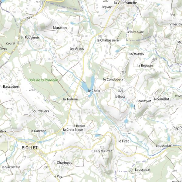 Plan cartographique de L'Étang du Cheix