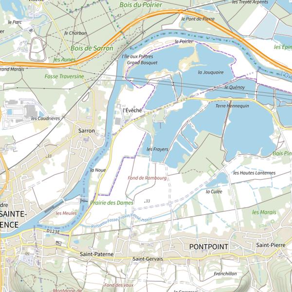 Plan cartographique de l'Étang du Peuplier (Pontpoint)