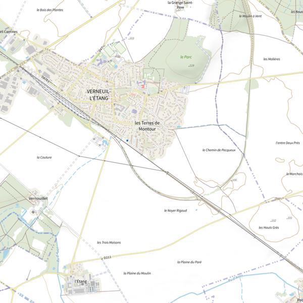 Plan cartographique de L'Étang du peuplier (Verneuil-l'Étang)