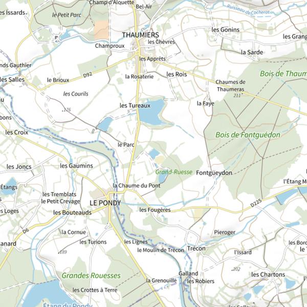Plan cartographique de l'Étang du Pondy 01