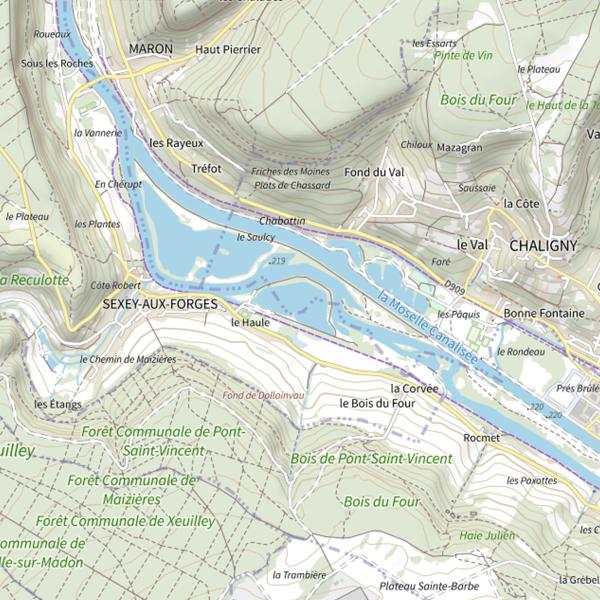 Plan cartographique de l'Étang Sainte Anne (Chaligny)