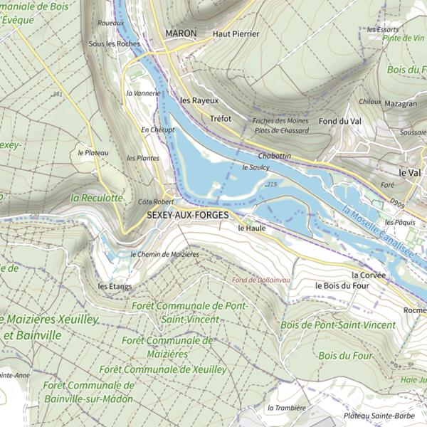 Plan cartographique de L'Étang Sainte Anne (Sexey-aux-Forges)